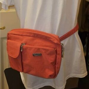 Baggallini Nylon Multi Compartment Convertible Coral CrossBody Fanny Pack Bag